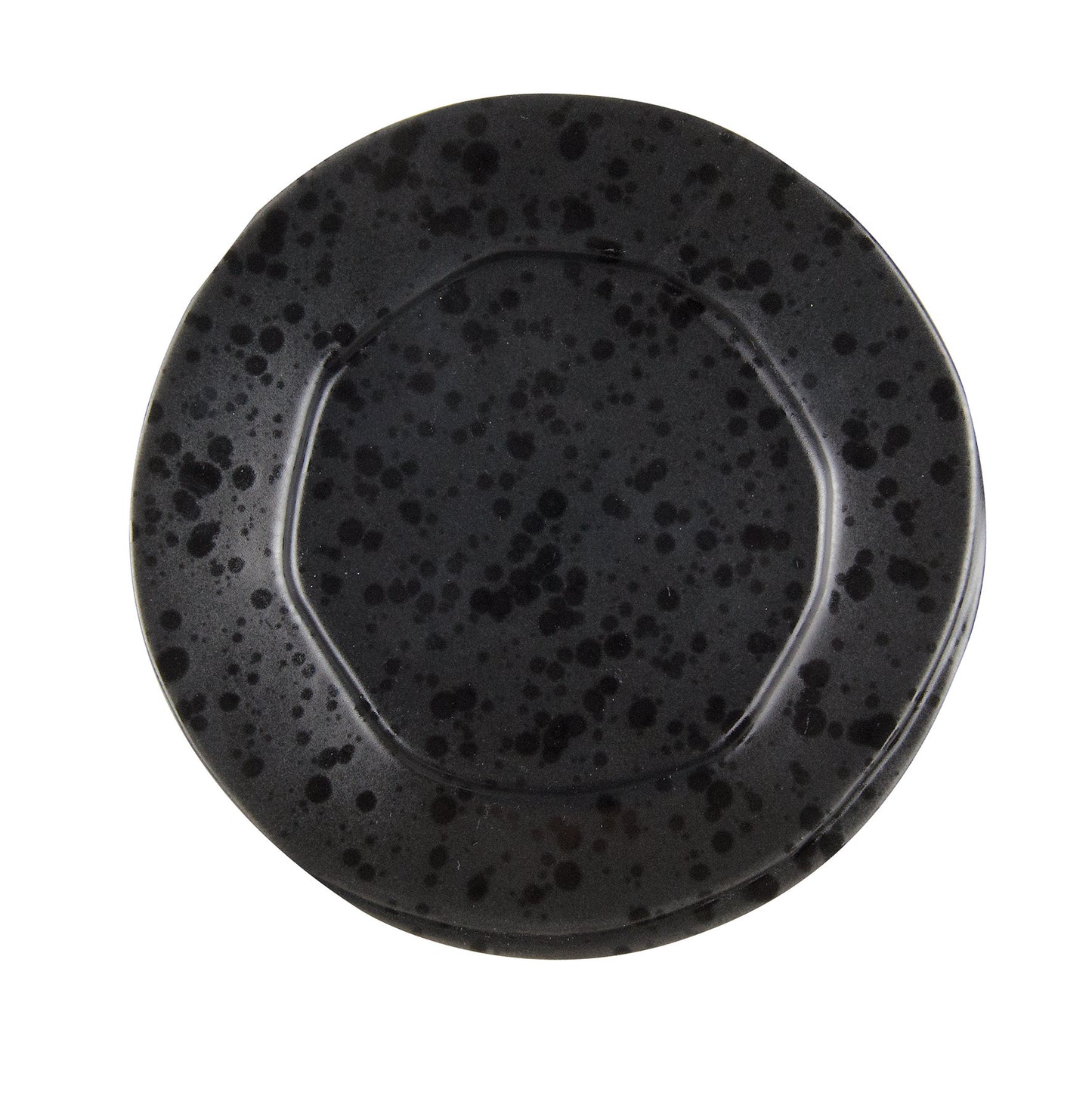 Black bread plate with black reactive dots Ø 16 cm