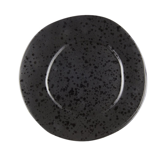 Black dinner plate with black reactive dots Ø 27,5 cm