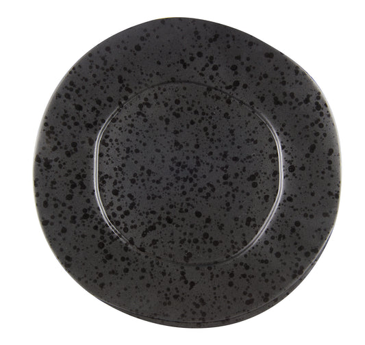 Black charger plate with black reactive dots Ø 31,5 cm