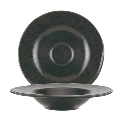 Black pasta bowl with black reactive dots Ø 14,5 cm