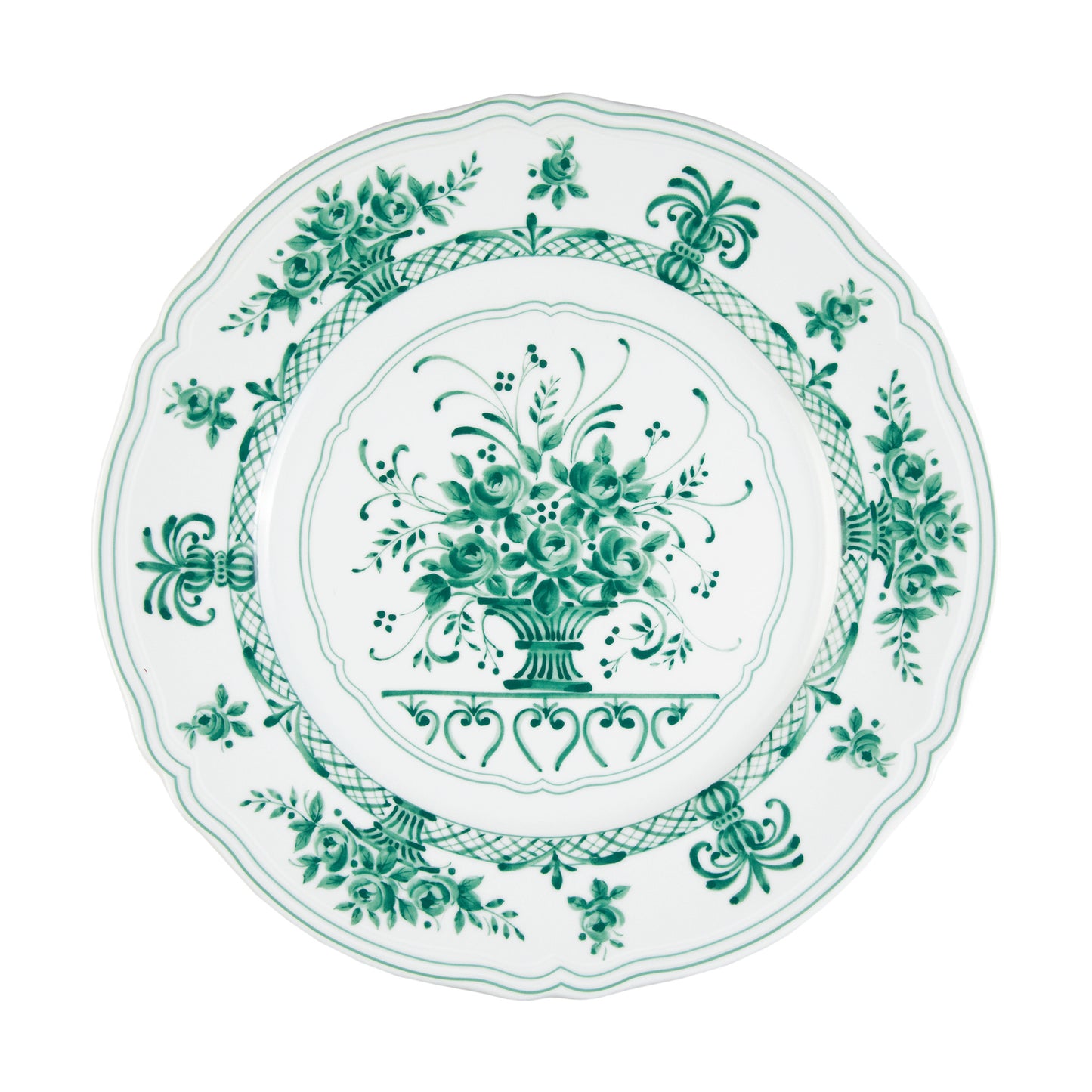 White and green charger plate Ø 32 cm