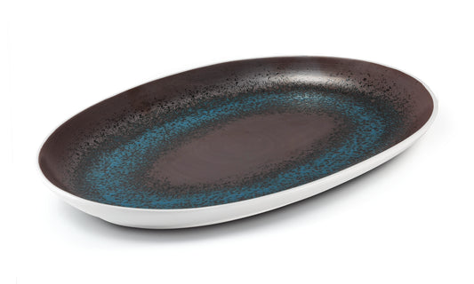 Blue reactive narrow oval tray Ø 33 cm