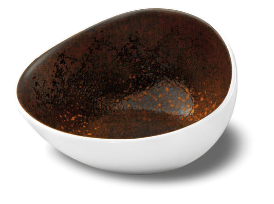 Rusty reactive slanting bowl 13x12 h 7 cm