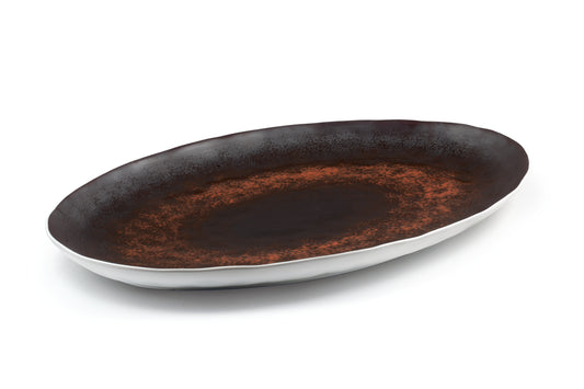 Rusty reactive narrow oval tray 50,5x33,5 h4 cm