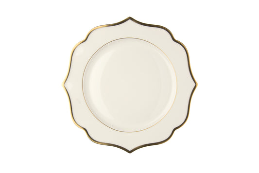 Ivory bread plate with gold rims - New bone china  Ø 15 cm