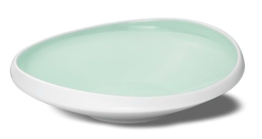 Matt white and aquamarine deep plate Ø 26 h 7 cm