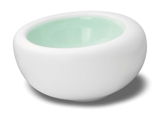 Matt white and aquamarine gourmet bowl 17x15,5 h 9 cm