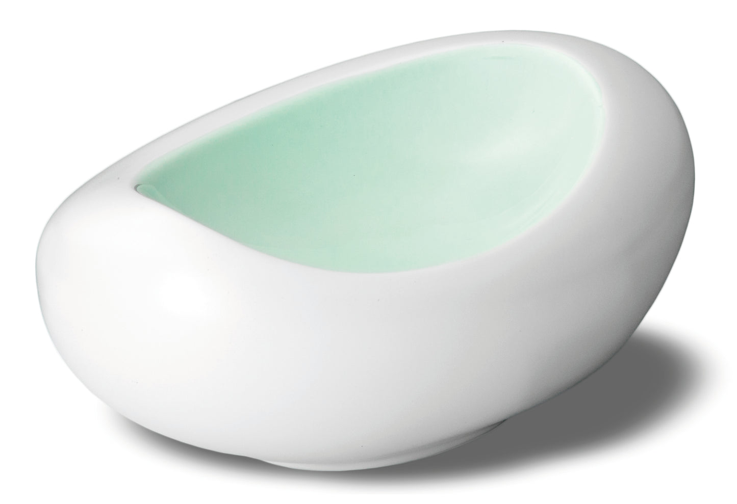 Matt white and aquamarine oval gourmet bowl 20x15 h 9 cm