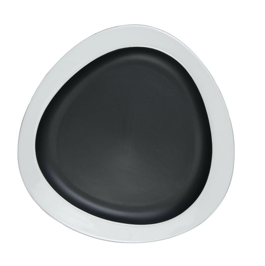 Matt black bread plate with white wide rim Ø 15,5 h 2 cm