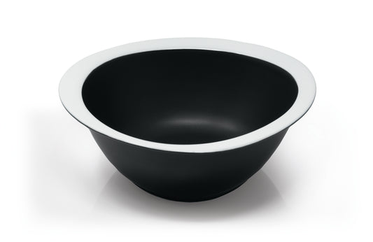 Matt black angular bowl with white wide rim Ø21 h 7,5 cm