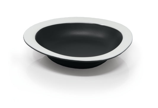 Matt black angular bowl with white wide rim Ø18 h 3 cm