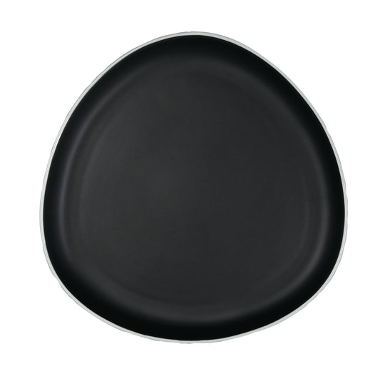 Matt black dinner plate with white rim Ø 27 h 2,5 cm