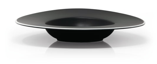 Matt black pasta bowl with white rim Ø27,5 cm