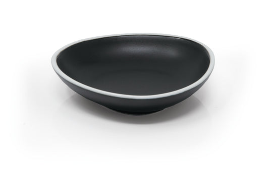 Matt black angular bowl with white rim Ø9 h 2 cm