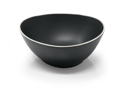 Matt black angular bowl with white rim Ø18 h 7 cm