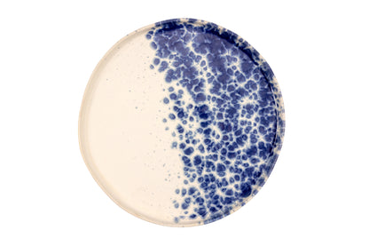 White dinner plate with blue reactive dots 26.5cm