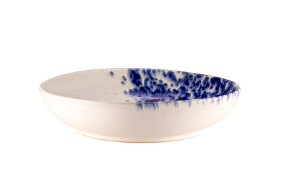 White bowl with blue reactive dots 28cm