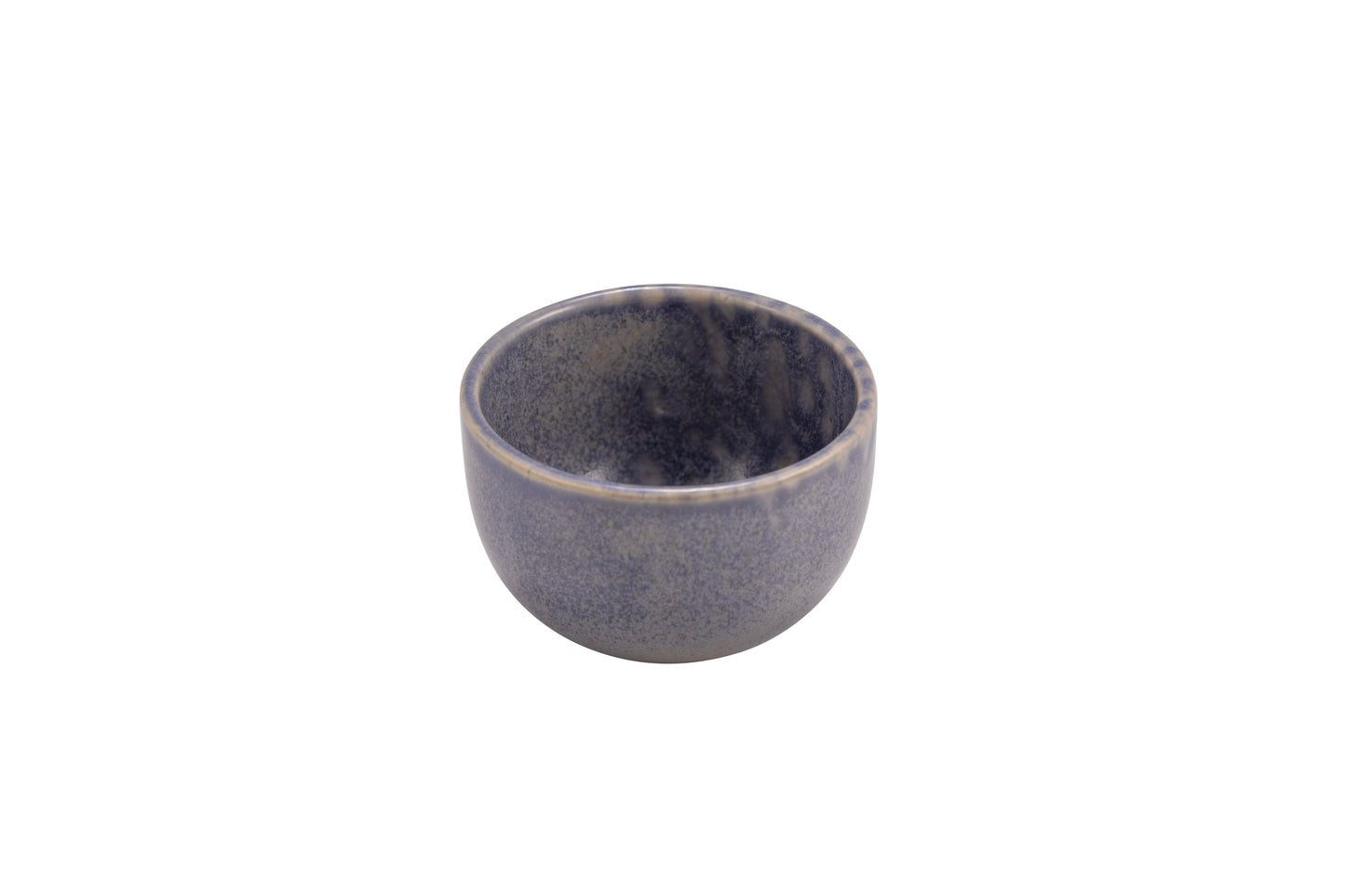 Grey bowl with blue reactive dots 6.5cm