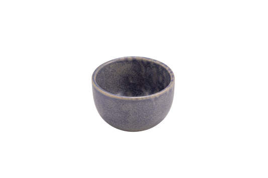 Grey bowl with blue reactive dots 8.5cm