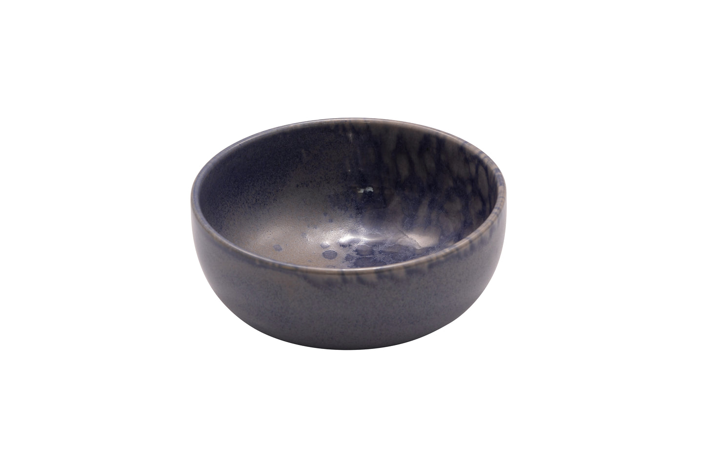 Grey high bowl with blue reactive dots  18cm