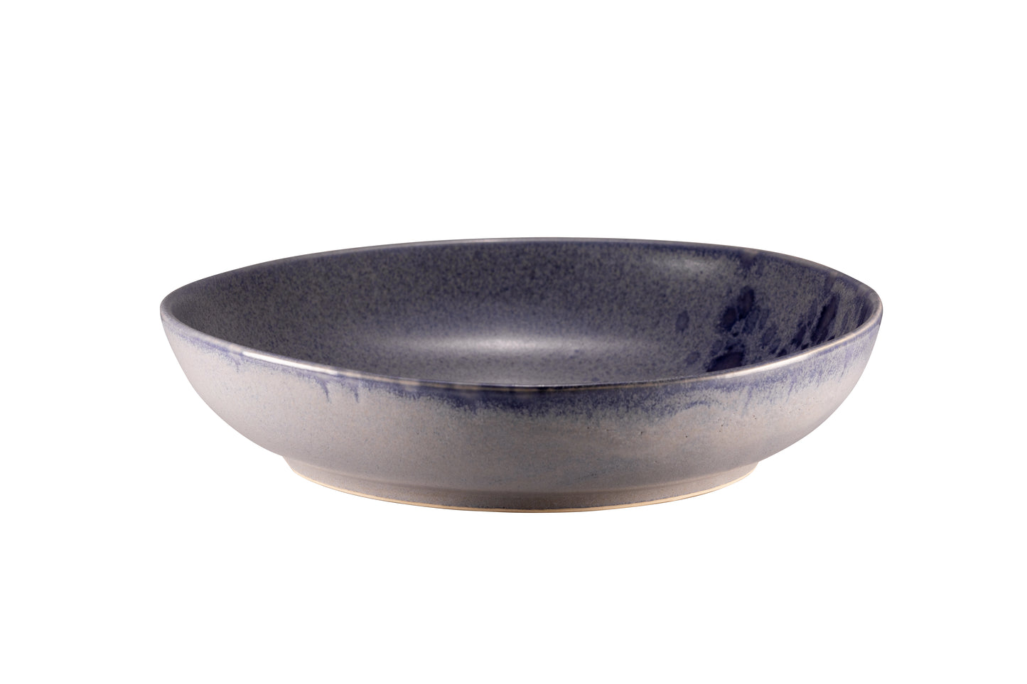 Grey bowl with blue reactive dots  28cm