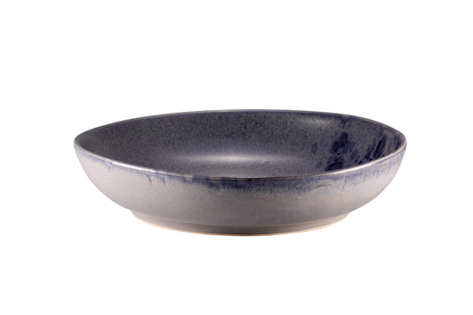 Grey bowl with blue reactive dots  28cm