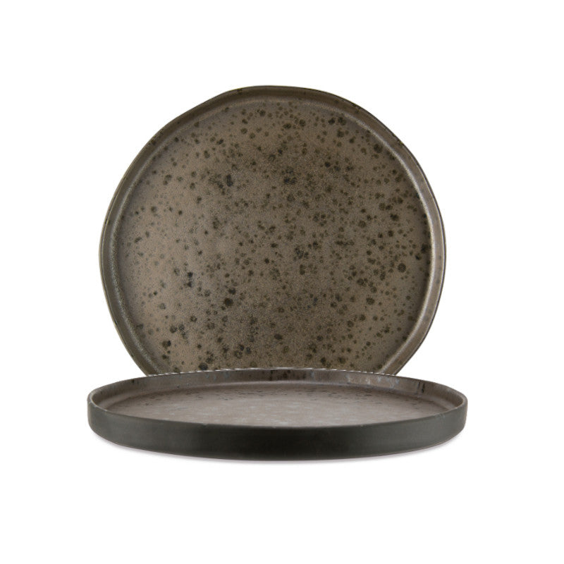 Brown charger plate with rusty reactive dots 31cm