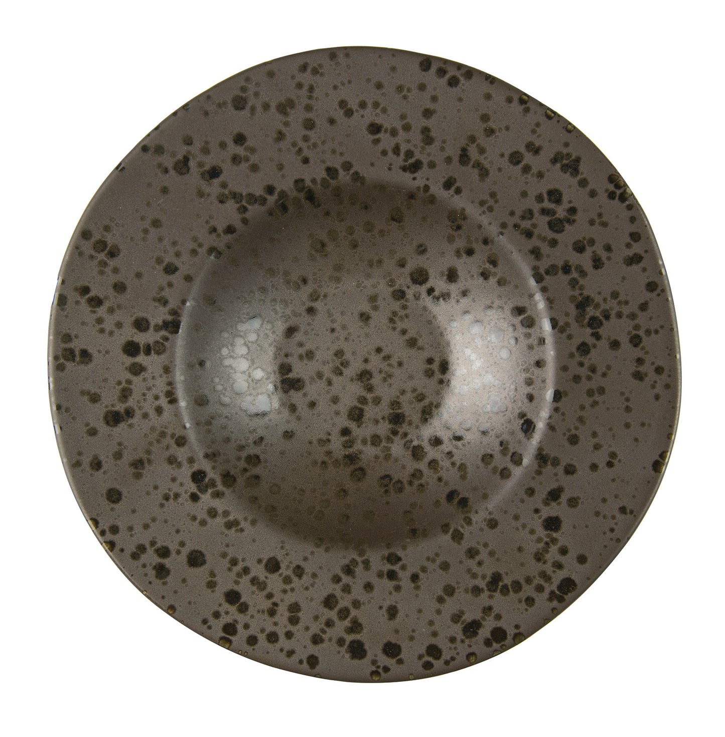 Brown pasta bowl with rusty reactive dots 28.5cm