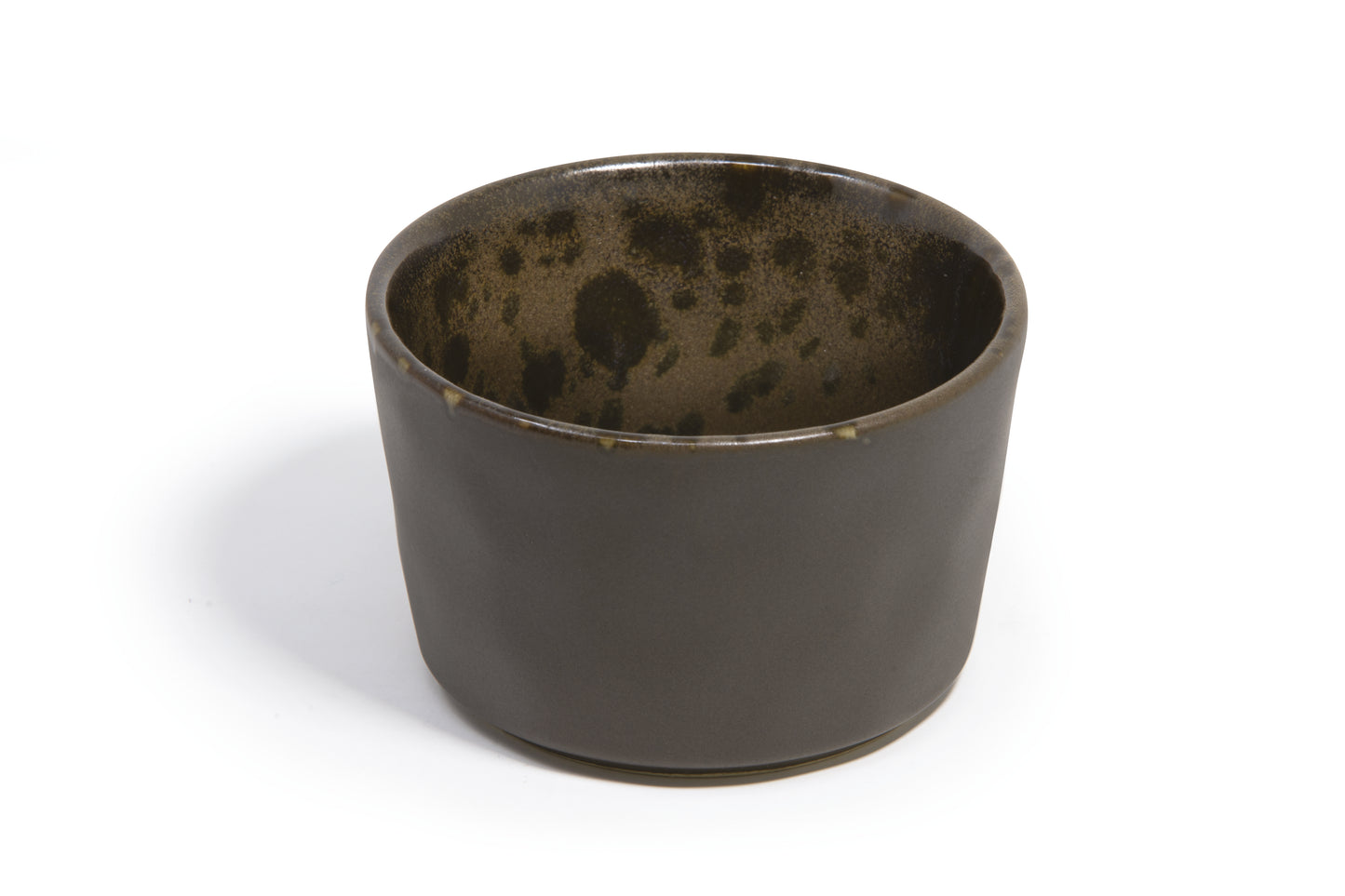 Brown appetizer bowl wIth rusty reactive dots 9.5cm